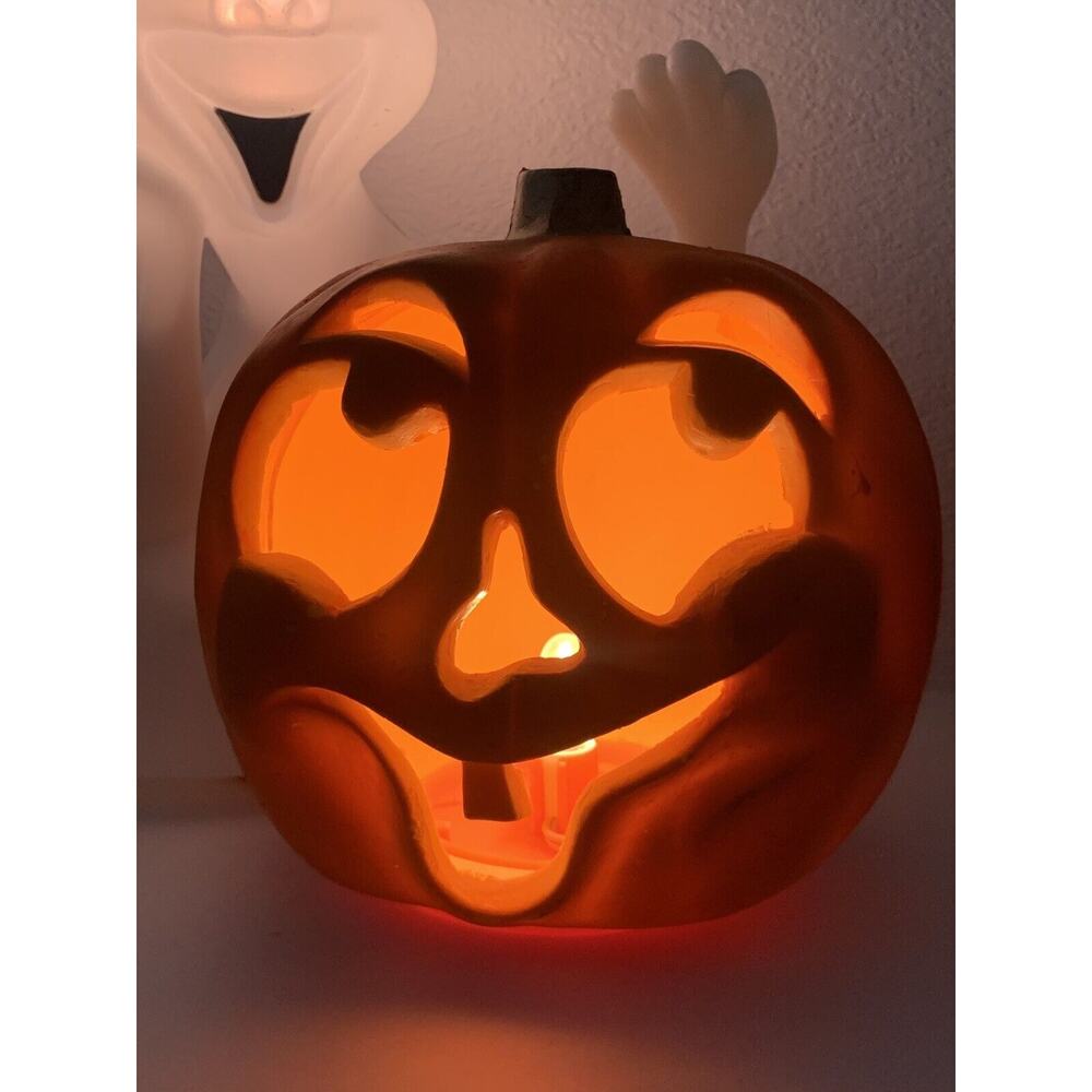 Vintage Seasons by Zanders Ghost Pumpkin Halloween 14" Plastic Blow Mold Light - Picture 3 of 10